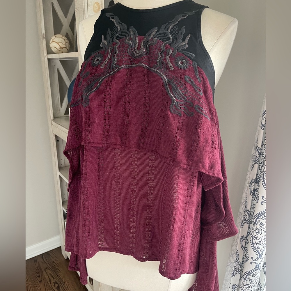 Free People vegan leather high low Moto tank top XS - Picture 3 of 7